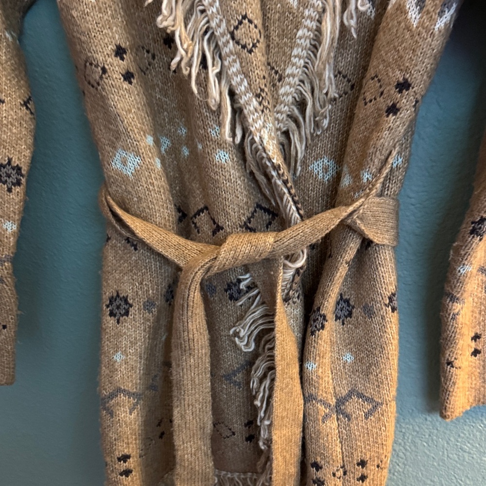 Lucky Brand Western Style Fringe blanket sweater jacket - Picture 5 of 9